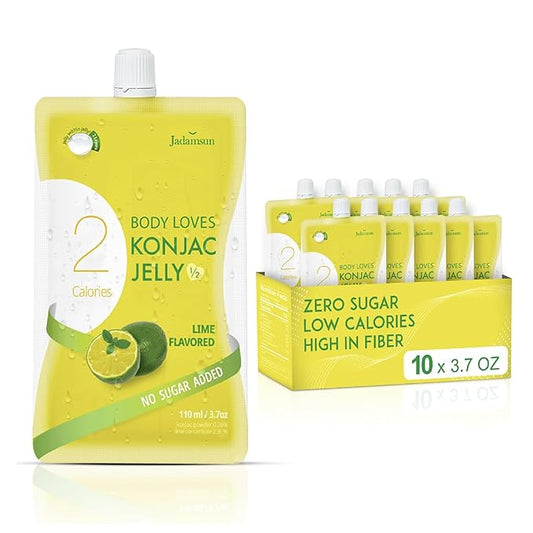 Jadamsun Konjac Jelly Juice (Lime, 10 pcs) - Delicious Low-Calorie Healthy Korean Snack, Drinkable Fruit Snack, Sugar-Free, Vegan, Gluten-Free