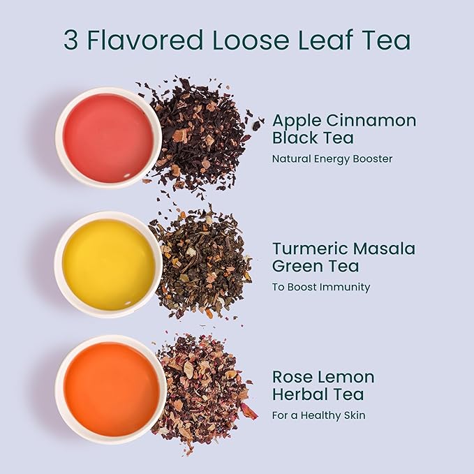 Teaniru, Novelty Tea Collection | 3 Loose Leaf Tea Sampler | Tea Variety Pack - Assortment of Green, Herbal & Black Tea | Gluten Free & Sugar Free | Tea Gift Set for Men & Women | Thanks Giving