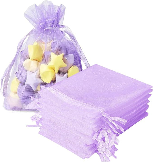 100 Pcs Organza Gift Bags Purple Small Jewelry Pouches Wedding Jewelry Bag 2x3 Inch Favour bags Lavender Bag for Wedding Birthday Party Christmas Candy Mesh Bags
