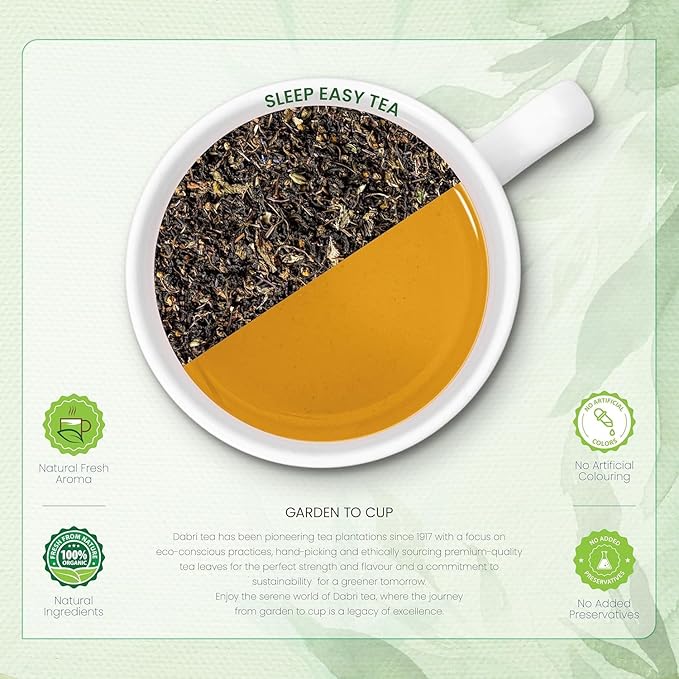 Dabri Sleep Easy Wellness Tea Bags 16 pyramid Tea bags | Rich Blend of Antioxidants Properties | Natural ingredients | Tulsi Herbal Tea (16 pyramid bags)
