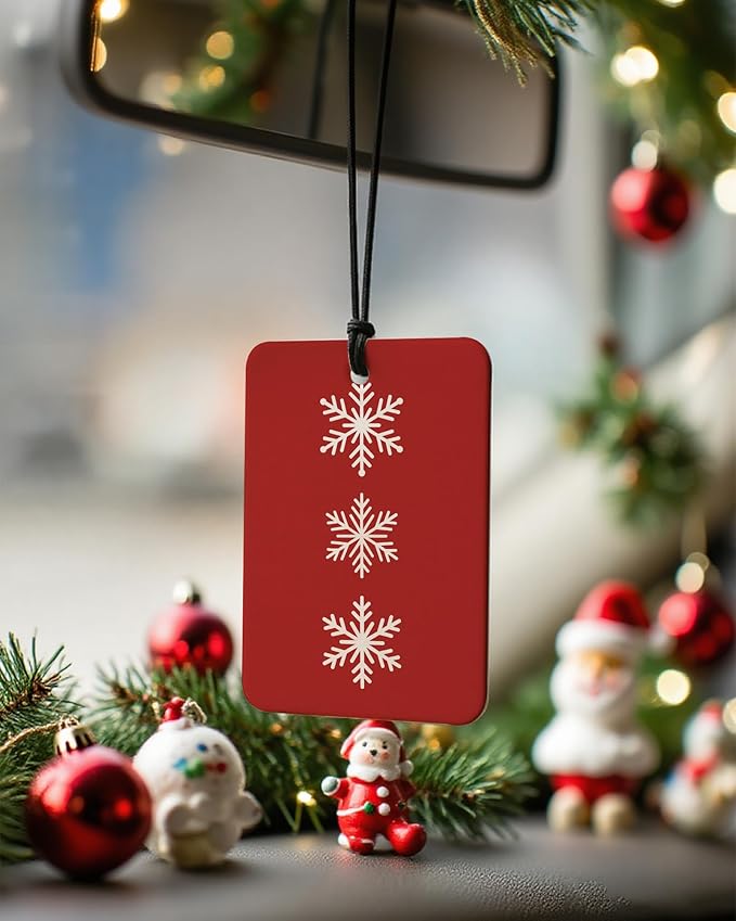 Red Christmas Berry Car Air Freshener 4 Pcs, Retro Winter Snowflake Christmas Hanging Air Freshener for Cars Closet Drawer Books, Xmas Car Accessories Mirror Decor for Women