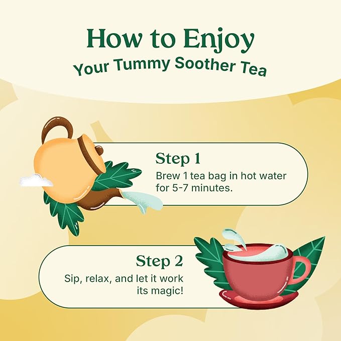 Poop Like A Champion Tummy Soother Lemon Ginger Tea, 30 Bags, Digestive Herbal Tea for Soothing Relief, Ginger Lemon Tea Bags, Organic Ingredients