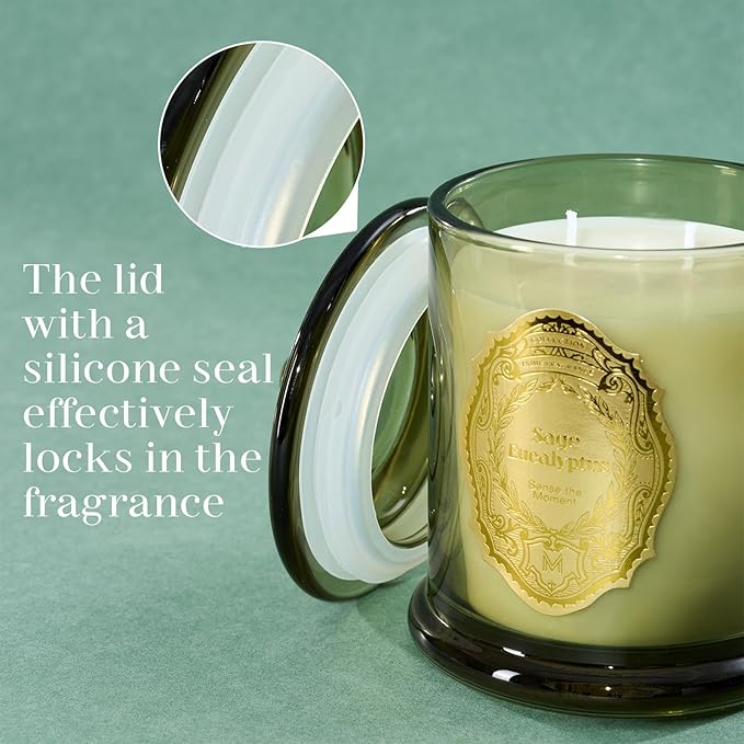 M&SENSE Sage Eucalyptus Candles for Home Scented, 2 Wick 12.7oz Soy Wax Candles Non Toxic,70 Hours Long Burning,Luxury Candles Gift for Stress Relief, Meditation, Yoga