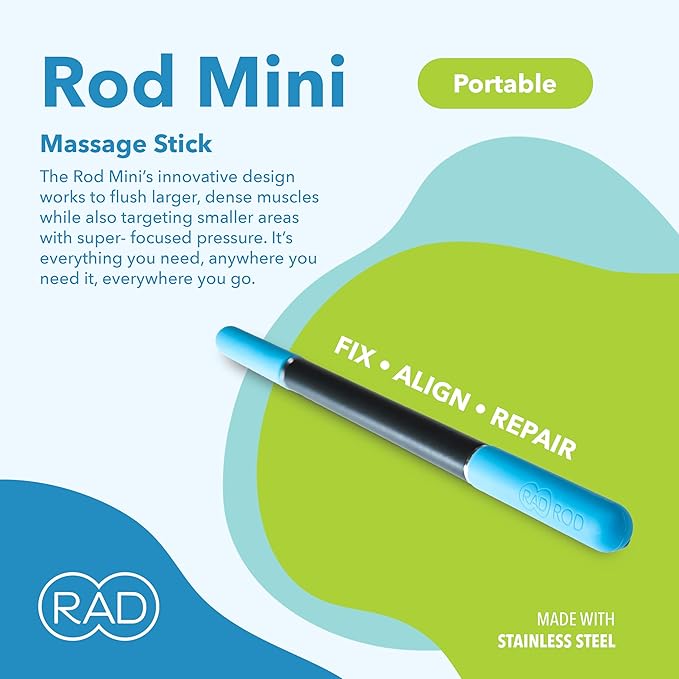 RAD Rod Mini – Compact Deep Tissue Massage Roller Stick – Travel-Ready Myofascial Release Tool for Legs, Back, Neck, Arms & Shoulders – Muscle Roller for Mobility & Recovery