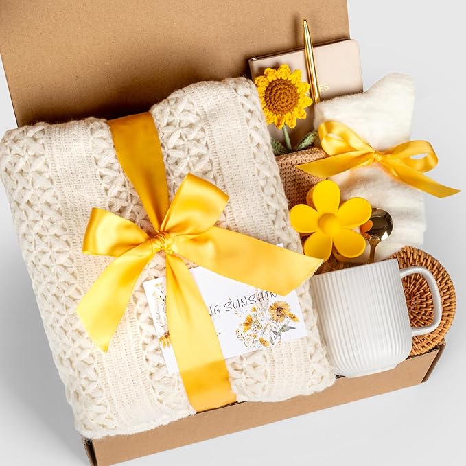 Birthday Gifts for Women, Self Care Get Well Soon Gift Basket for Women, Sending Sunshine Sunflower Thinking of You Care Package for Her, Friendship, Mom, Sister, Best Friend, Wife, Coworker