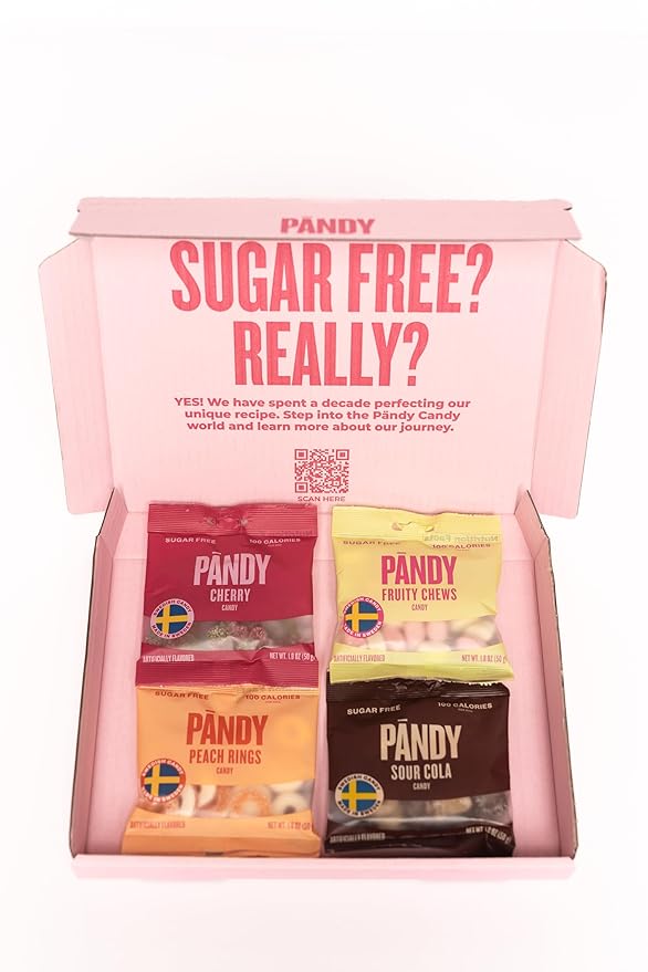 PANDY, Swedish Sugar Free Candy, Variety Pack (1.8 Ounce Bags, Pack of 4) - Healthy, Keto Gummy Candy, Low Calorie Sweets