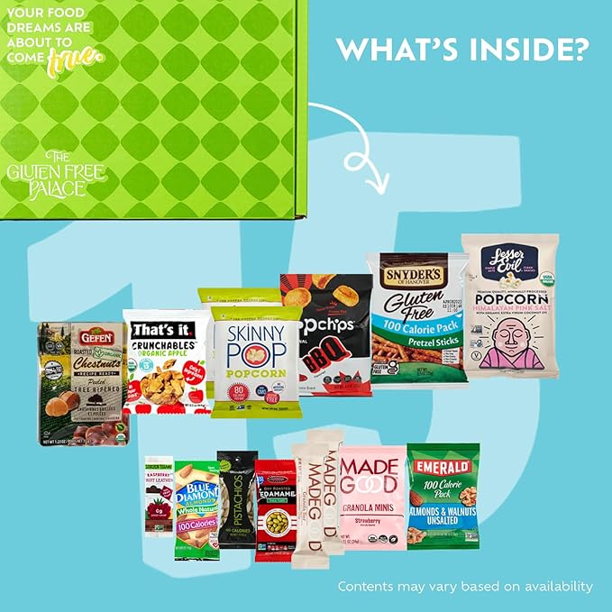 Gluten Free Palace 100 Calorie Snacks Variety Pack – Healthy Snack Care Package – Low Calorie, Vegan, Protein Bars & Nuts (15 Count)