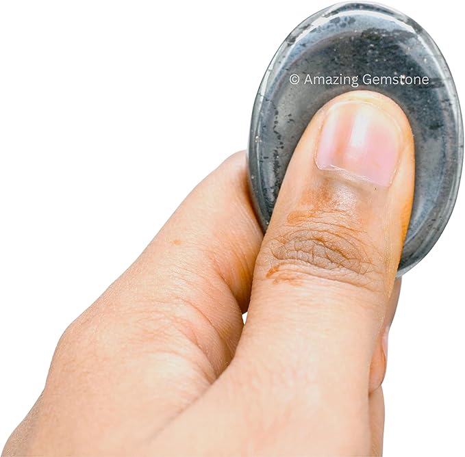 Amazing Gemstone Hematite Worry Stone Crystals and Healing Stones - Worry Stones for Stress Relief Gifts - Piedra Crystal Fidget for Meditation,Relaxation - Unique Stocking Stuffers and Birthday Gift