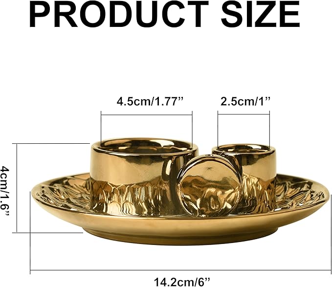 4 in 1 Incense Holder, Ceramic Incense Stick and Palo Santo Holder,Sage Holder for Burning- 5.5" Ceramic Ash Catcher Tray for Meditation and Yoga Room (Golden)