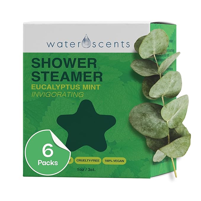 Eucalyptus Shower Steamer Mist – Aromatherapy Flower Fizzy with Spearmint Essential Oils – Vegan, Natural, & Handmade in USA | 6-Packs