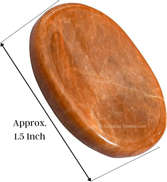 Amazing Gemstone Peach Moonstone Worry Stone Crystals & Healing Stones - Worry Stones for Stress Relief Gifts - Piedra Crystal Fidget for Meditation - Unique Stocking Stuffers & Birthday Gifts