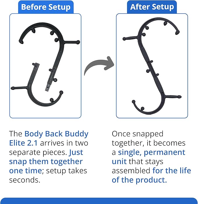 Body Back Buddy Elite – USA Made – Trigger Point Massage Tool, Shoulder Neck Back Handheld Self Massager, Manual Massage Cane, Hook, Muscle Knot Remover with Instructions, Patented (Black)