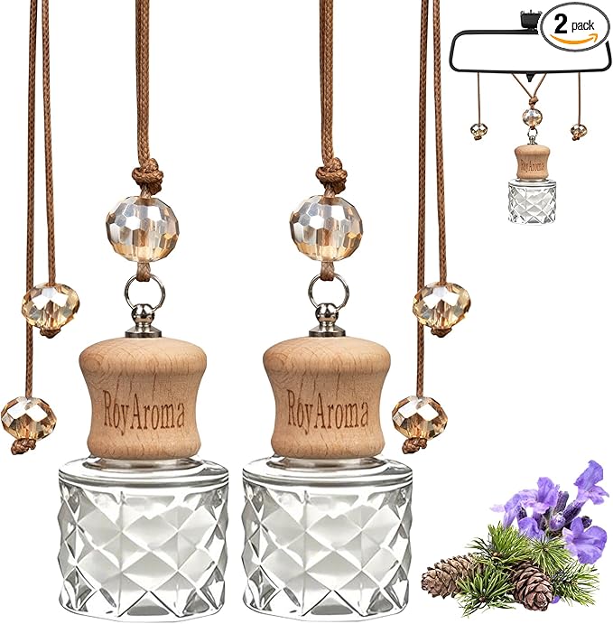 Hanging Car Air Freshener, 2 Pack Long Lasting Car Fresheners, Natural Fragrance Cars Essential Oil Diffuser for Home Office - Warm & Soft Mahogany