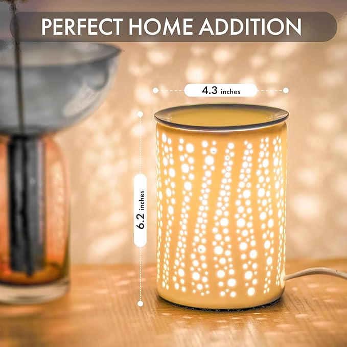 PALANCHY Wax Melt Warmer Ceramic Oil Burner Electric Candle Wax Warmer Burner Melter Fragrance Warmer for Home Office Bedroom Aromatherapy Gift & Decor 2 Bulbs Included Gift Box Packaged
