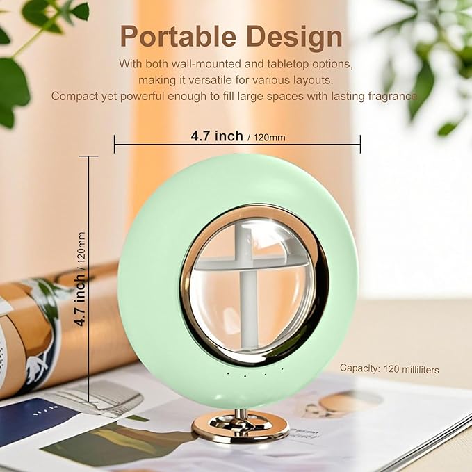 120ML Essential Oil Diffuser, 4 Mode Cyclic Mist, Auto Shut-Off, Ultrasonic Aromatherapy Diffusers with Night Light for Bedroom and Home (Green) 