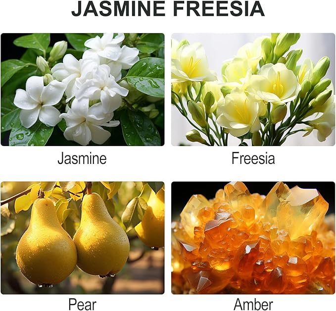 L'odeur Vill Reed Diffuser Set, 6.7 oz(200ml) Jasmine Freesia Scented Diffuser with 6 Oil Diffuser Sticks, Home Fragrance Essential Oil Reed Diffuser for Home Large Rooms Bathroom Shelf Decor