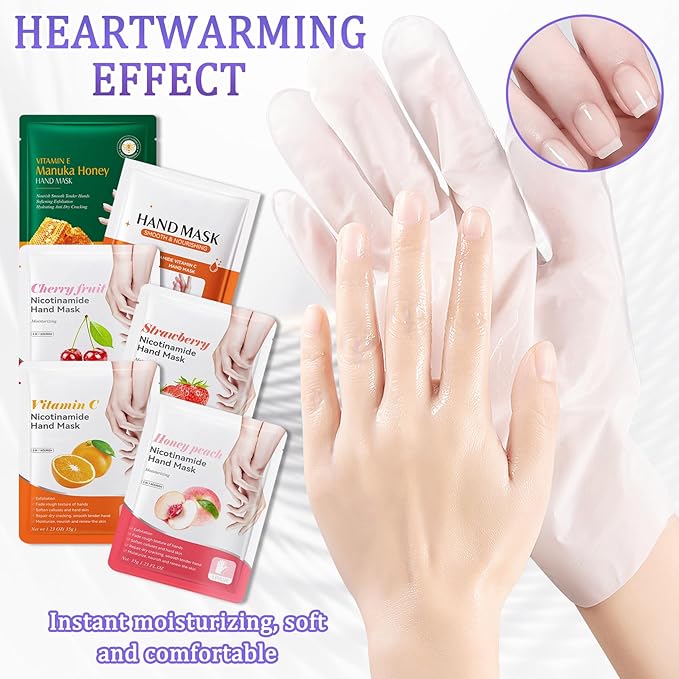 Hand Mask Moisturizing Gloves 6 Pack,Hydrating Hand Mask for Women,Soft Gloves for Dry Cracked Skin D