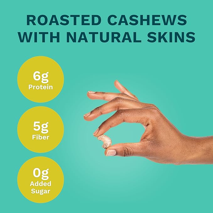 Sea Salt Cashews with Skin by Karma Nuts, Whole, Roasted, Vegan, Gluten Free, Low Net Carb, Natural, Everyday Nut Snack, 1.5 Ounce (12 Snack Packs)