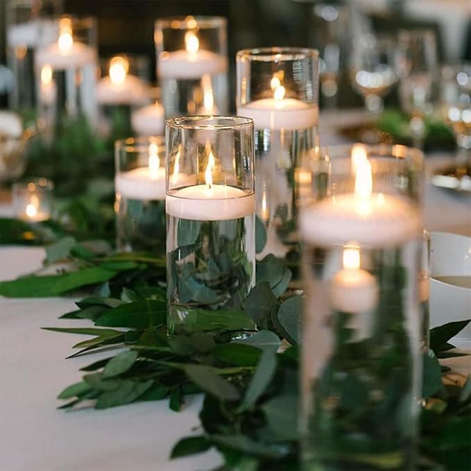 36 Packs 3-Inch unscented White Floating Candles - Ideal for Weddings, Pool Party, Holiday Centerpieces and Events - Odorless, Drip-Free, Long Lasting Burn Time