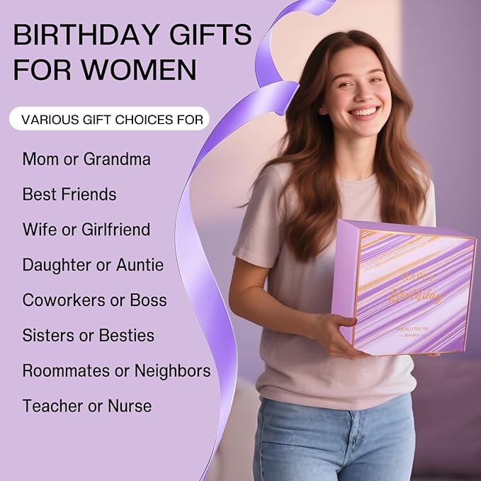 Birthday Gifts for Women Friendship Unique, Happy Birthday Gifts Basket for Women Mom Sister Best Friend Her Wife Girlfriend Daughter Aunt Coworker Boss, Bath Sets Spa Gift Baskets