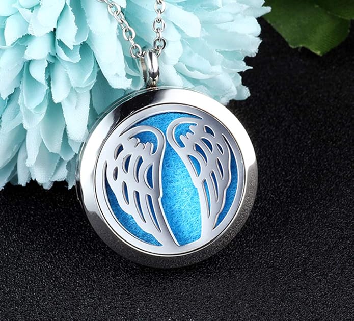 Aromatherapy Essential Oil Diffuser Necklace 316L Stainless Steel Locket Pendant with 24 Inch Chain