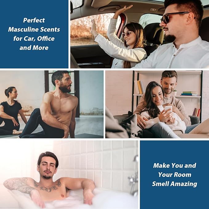 Fragrance Oil, Charming Men's Set Diffuser Oil for Home, Soap & Candle Making Scents, Aromatherapy Essential Oils -Sea Breeze, Fireside Vanilla, Cedar and More(6 * 10ML)