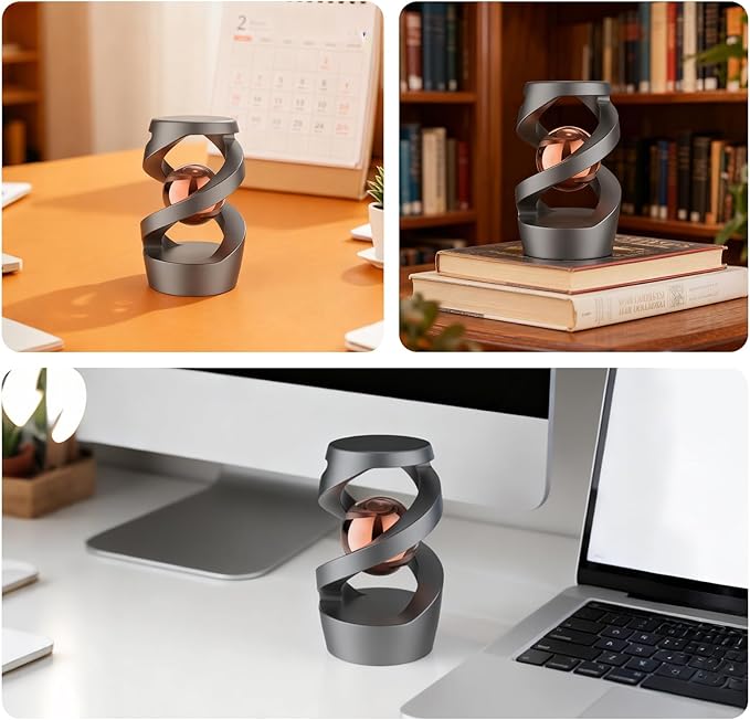 Kinetic Desk Toys,Perpetual Motion Desk Toy,Teenage Fidget Toy,Kinetic Spinner,Perfect for Desks,(Gray Rose Gold)