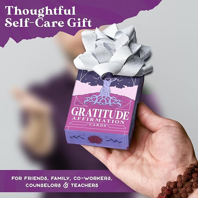 PURPLE CANYON Gratitude Cards | Positive Affirmations for Daily Reflection | Mindfulness Cards for Self Care | 52 Card Deck in Shades of Purple