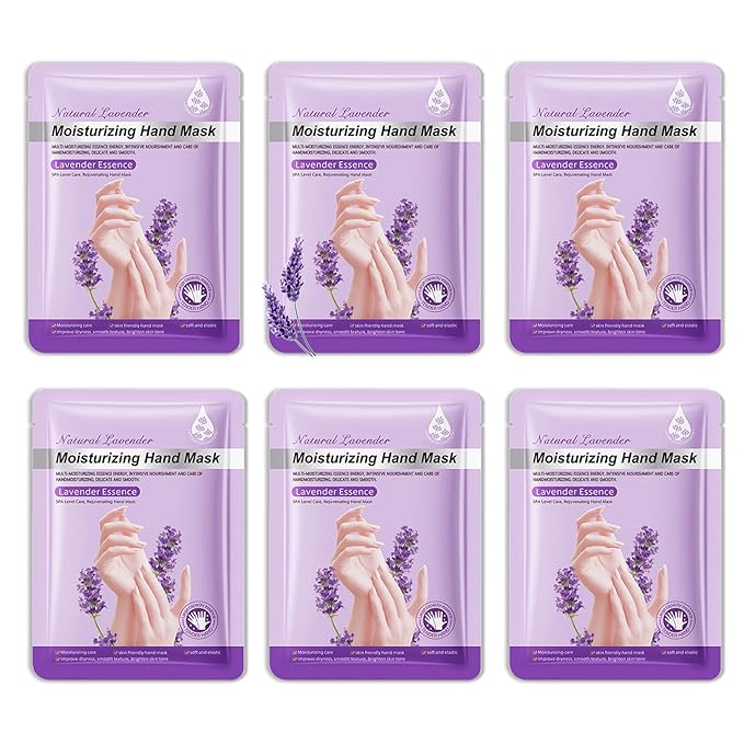 6 Pairs Hand Mask for Dry Cracked Hands,Nourishing Moisturizing Gloves,Hands Moisturizer for Deep Moisturizing,Silky Smooth Moisturizing Gloves,Hand Care Mask Set(A)