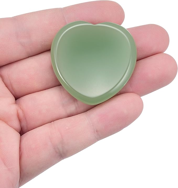 QianCannaor Green Aventurine Heart Shaped Worry Stone for Adults ⢠Crystals and Healing Stones for Anxiety, Stress Relief, Meditation & Keep Calm ⢠Pocket Palm Stone with Affirmation Card