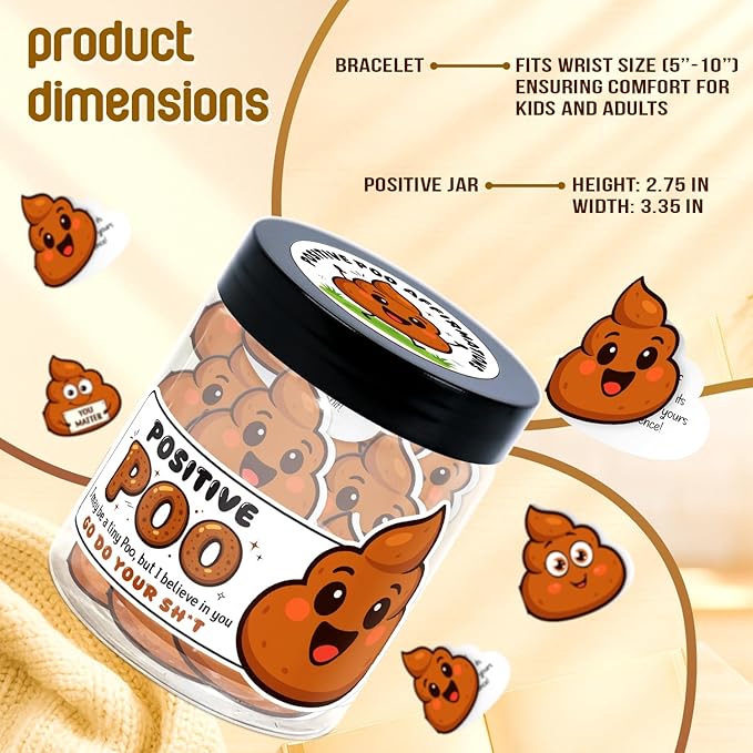 Positive Poo Affirmation Cards - Emotional Support Poop - Poop Gifts for Adults Funny - Funny Gifts for Women, Men, Teens, Coworkers, Best Friend - Positive Poop Jar with 60 Cards