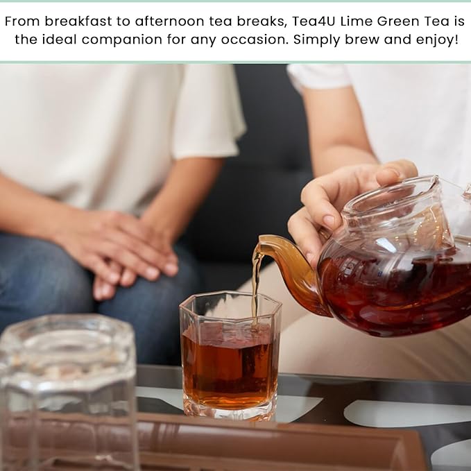 Tea4u Lime Green Tea - Smooth Blend of Lime Flavor - Hand Picked Leaves - Keeps You Hydrated with Refreshing Aroma - 25 Teabags