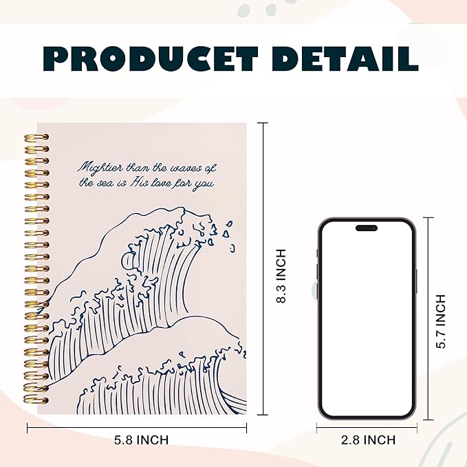 BearCake Mental Health Journal Notebook- Mightier Than The Waves,motivational gifts,Journal,motivational journals for women,Spiral Notebook 5.5x8.3