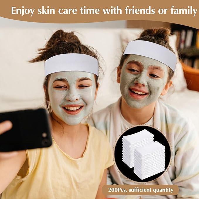 200 PCS Disposable Hairband for Women, Non-woven Fabric Spa Headband for Makeup, Travel, Securing Hair during Facial