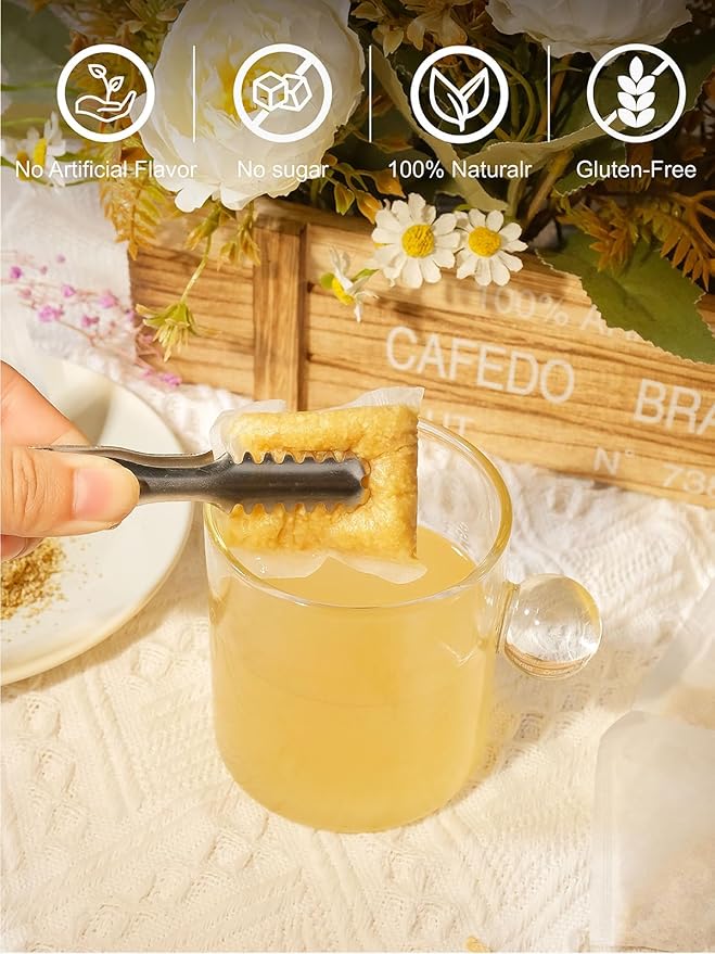 TeeLux Ginger Tea Bags, Natural Ginger Root Tea, Spicy & Zesty & Warm Flavor, Caffeine Free, 100 Count