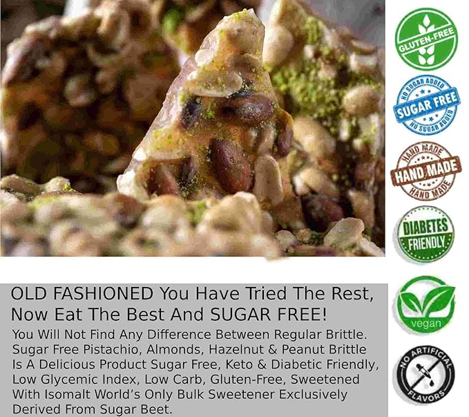 Andy Anand Sugar Free Old Fashioned Mixed Nut Brittle and Diabetic Friendly, All Natural and Delicious Divine Delectable, Sweetened with Isomalt, No Preservatives, Luxurious Gift for all Occasions (7 Oz)