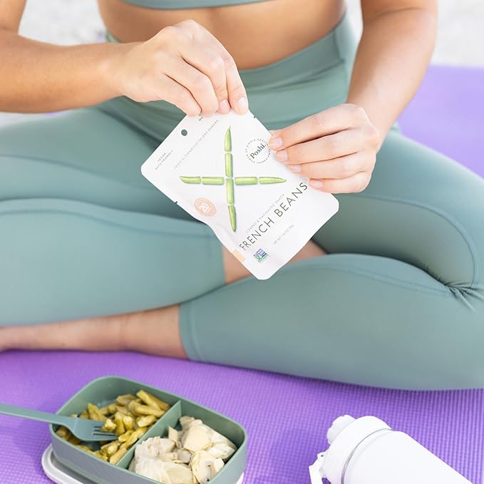 POSHI Marinated French Green Bean Snack Pack | Original Flavor | Keto, Vegan, Paleo, Non GMO, Low Carb + Calorie, Gluten Free, Fully Cooked Vegetables, Gourmet, Healthy, All Natural (10 Pack, 1.76 oz)