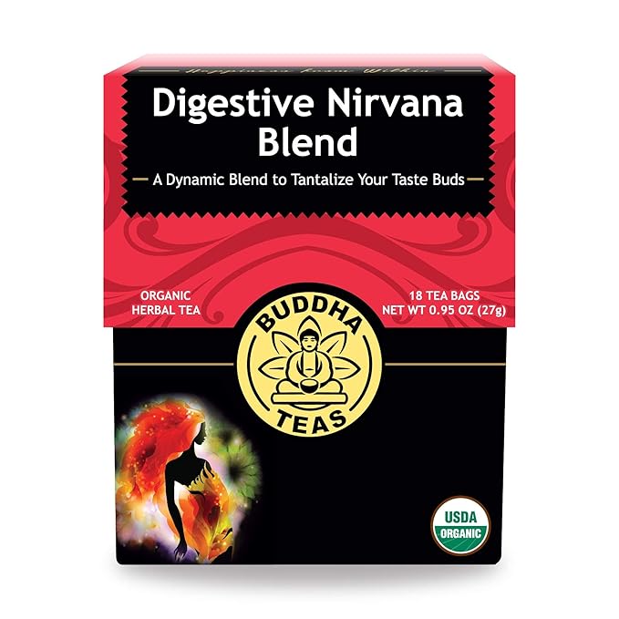 Buddha Teas - Organic Digestive Nirvana Blend - Herbal Tea - For Health & Wellbeing - With Antioxidants & Minerals - Clean Ingredients - Caffeine Free - OU Kosher & Non-GMO - 18 Tea Bags (Pack of 1)