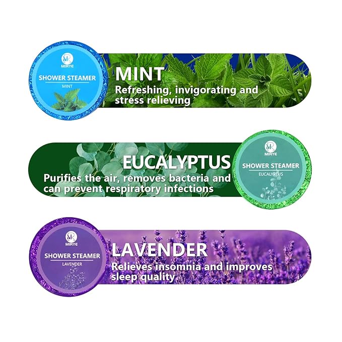 Shower Steamers Aromatherapy Gifts for Women, 18-Pack Organic Eucalyptus Lavender Mint Essential Oil Shower Bombs, Self Care Stress Relief Birthday Gifts for Her/Him, Mother's Day Gifts for Mom