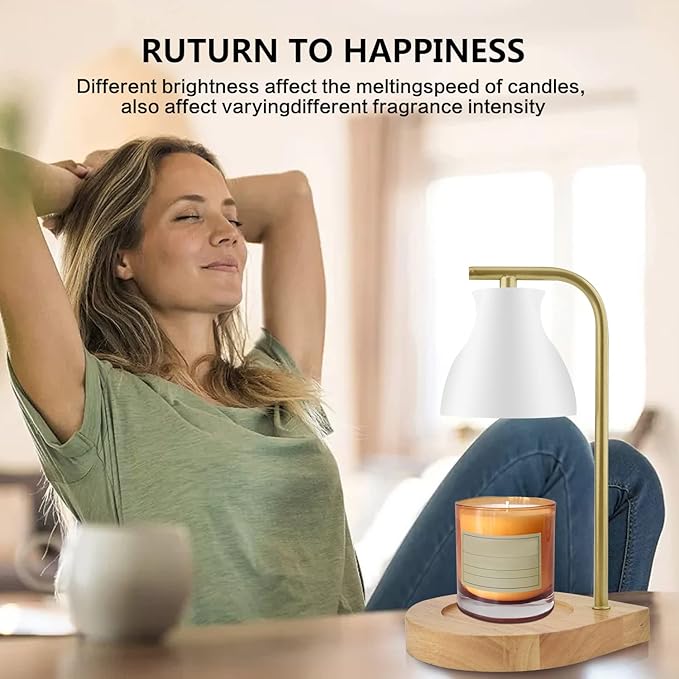 SOKCVSEA Candle Warmer Lamp - Candle Lamp Warmer with Dimmable, Birthday Gifts for Mom Women, House Warming Gifts New Home Decor, Wax Melt Warmer with 2 Bulbs D.White Gold