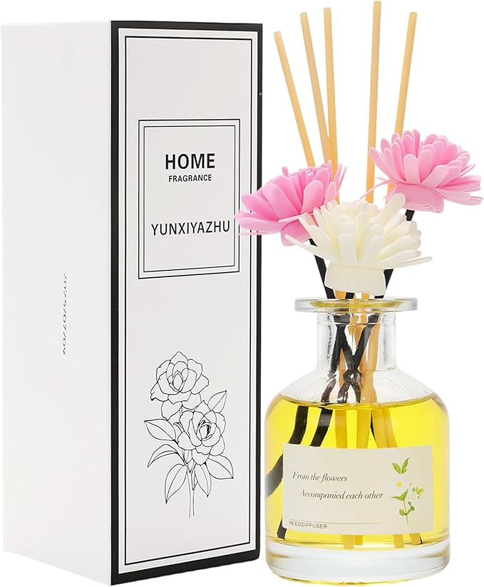 Reed Diffuser Essential Oil Set - Gardenia Fragrance Air Freshener (4.4 Fl Oz) for Home, Bathroom, Bedroom, Office Decor