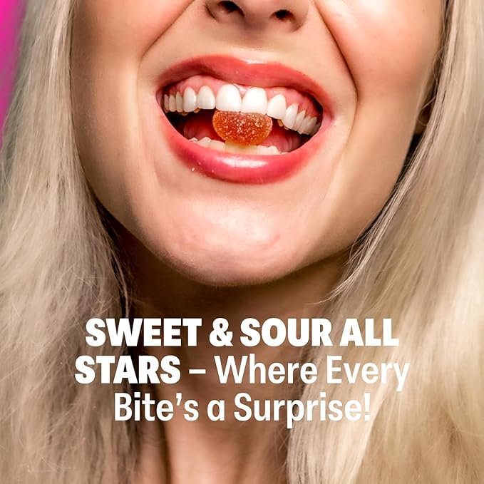 Shameless Snacks Sweet & Sour Allstars – Candy Variety Pack | Sour Gummy Candy | Healthy Vegan Snacks | Low Sugar Fruit Snack | 6-Pack, Gluten Free | Red Raspberry, Watermelon, Peach, Green Apple, Blue Raspberry