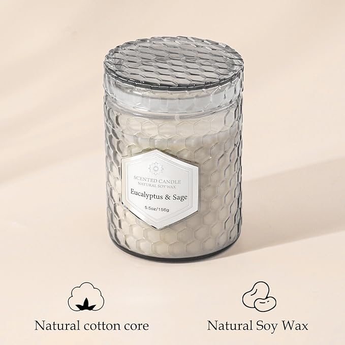 6 Pack Scented Candles for Home, Aromatherapy Gift Set for Women, Natural Soy Wax Jar, 33 oz 240 Hour Long Lasting, Birthday and Valentine's Day Gift, Flax Gray