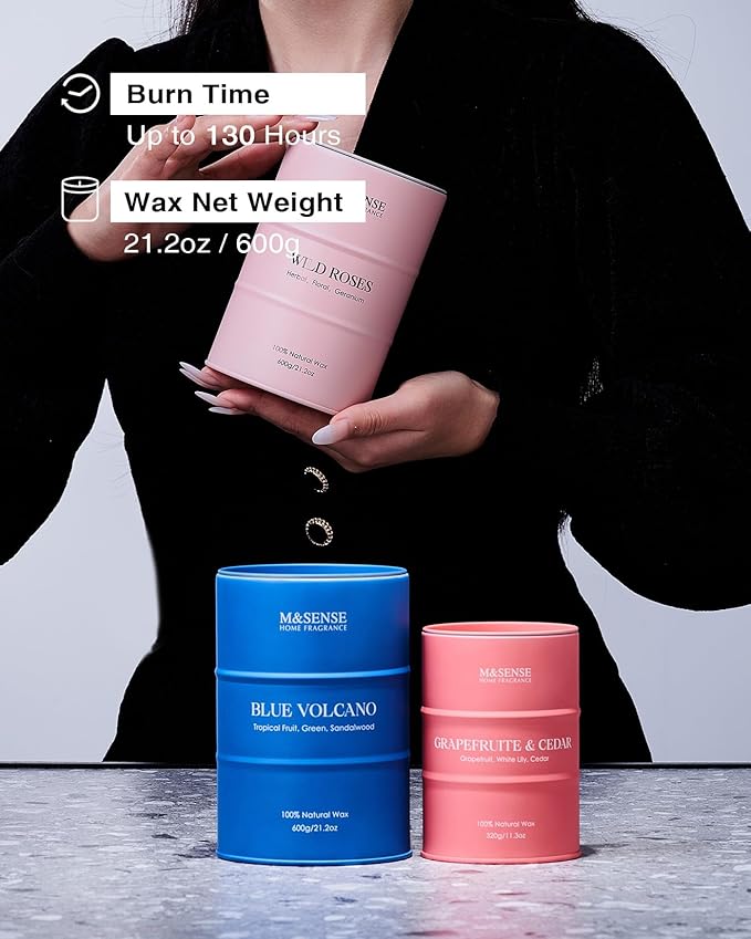 M&SENSE Cardamom Sandalwood Large Soy Scented Candles, Natural Organic Clean Burning Candles 21.2oz 120 Hours Long Lasting, Relaxing Aromatherapy Candles Gifts for Stress Relief