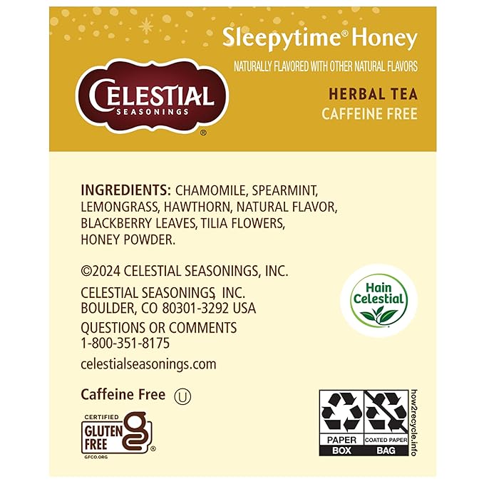 Celestial Seasonings Sleepytime Herbal Tea, Honey, Caffeine Free Sleep Tea, 20 Tea Bags Per Box (Pack of 6)