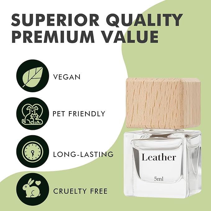 Car Air Freshener Diffuser 2 Pack, Leather Hanging Fragrance Oil Diffuser, Gift for Men and Women