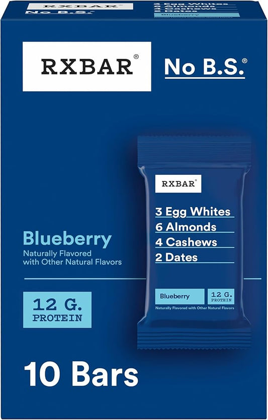 RXBAR Protein Bars, Protein Snack, Snack Bars, Blueberry, 18.3oz Box (10 Count)