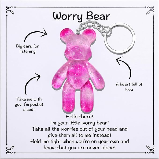 Pocket Bear Hug Anxiety Relief Gift for Friend Mental Health Positivity Gift Autism Fidget Gifts Stress Relief Gifts for Her Comforting Present for Son Daughter Back to School Galaxy Pink