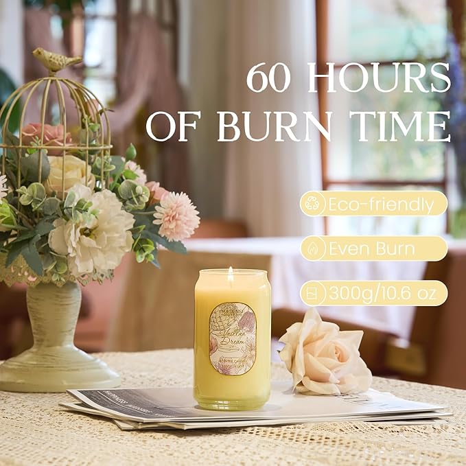 M&SENSE Vaillna Candles for Home Scented, 10.6 Oz Soy Wax Candles Non Toxic Jar Candle Up to 60 Hours Long Burning Home Fragrance Gift for Stress Relief, Meditation, Yoga