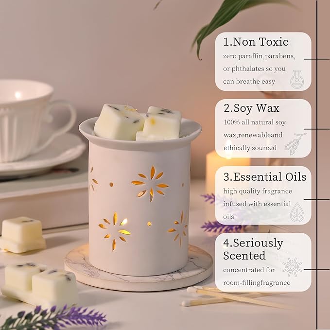 LETINE Wax Melts 2.5oz(1 Pack), Lavender Scented Wax Melts, 100% Soy Wax Melts Wax Cubes with All- Natural Strong & Non Toxic Essential Oil for Warmer, Gifts Set for Home Fragrance/Spa/Aromatherapy